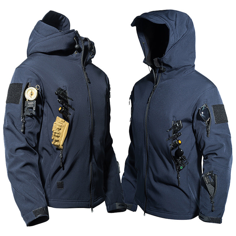 Mens Windproof Waterproof Fleece Lined Hooded Jacket