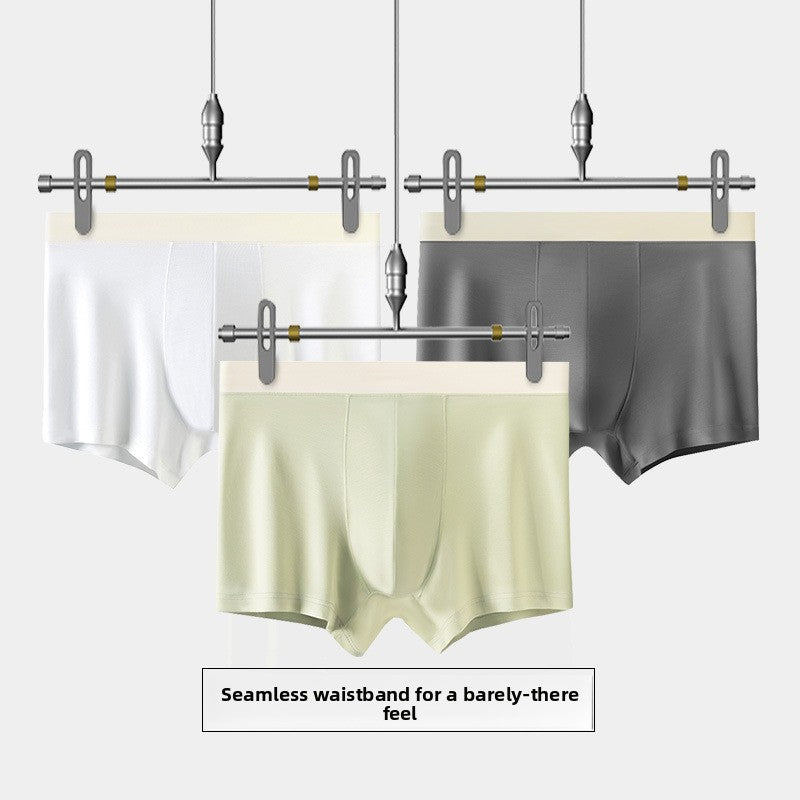 Men's Modal Silk Lining Breathable Seamless Boxer Briefs