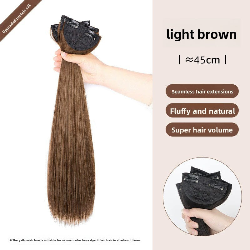 Women's Three-Piece Clip-In Long Straight Wig Piece teemdrop