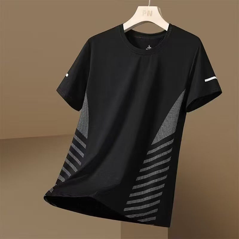 Men's Ice Silk Short Sleeve T-Shirt Quick Dry Breathable Loose Fit Summer Top teemdrop