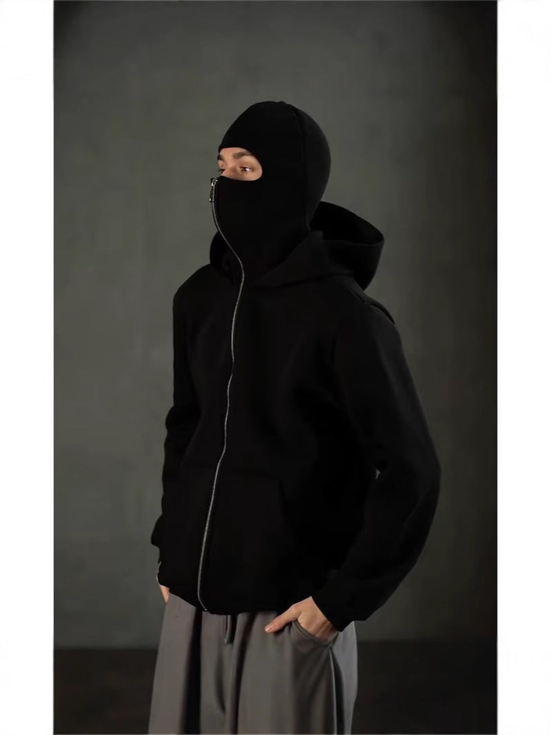 Double-layer hooded zip-up sweatshirt teemdrop