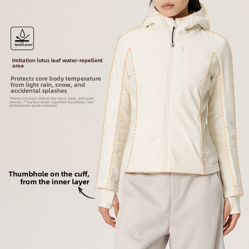 Women's Merino Wool Blend Goose Down Stand Collar Slim Fit Jacket teemdrop