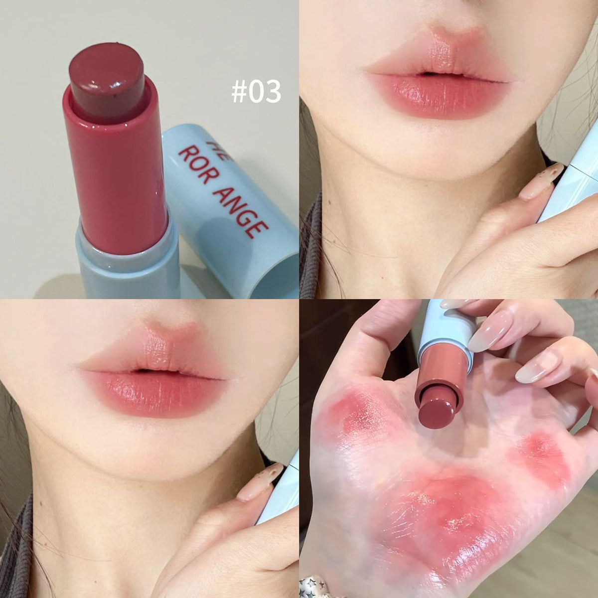 Clear and transparent water-sensitive stick high-gloss bright and tender blush lipstick teemdrop