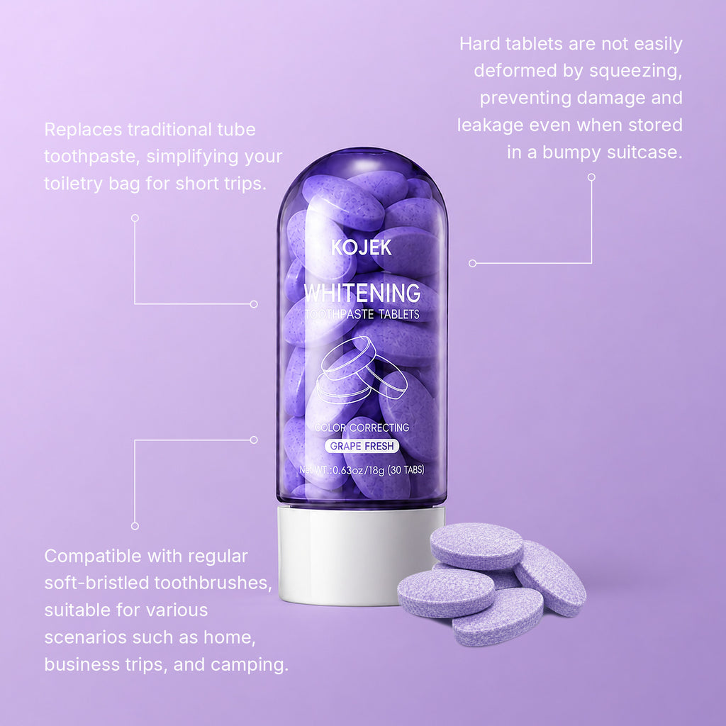 Purple whitening toothpaste tablets