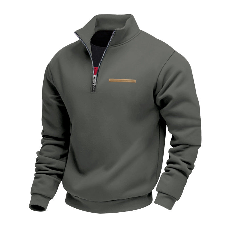 Men's Stand Collar Half-Zip Pullover Sweatshirt