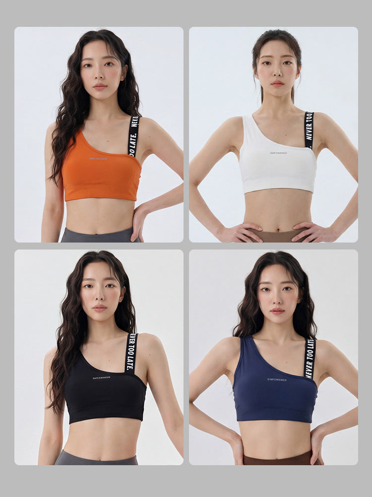 Women's Solid Color Backless High-Intensity Sports Bra with Chest Pad teemdrop