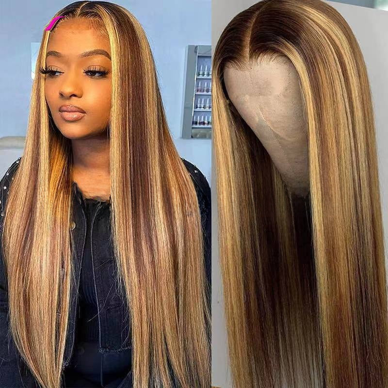 Middle Parted Long Straight Lace Front Wig teemdrop