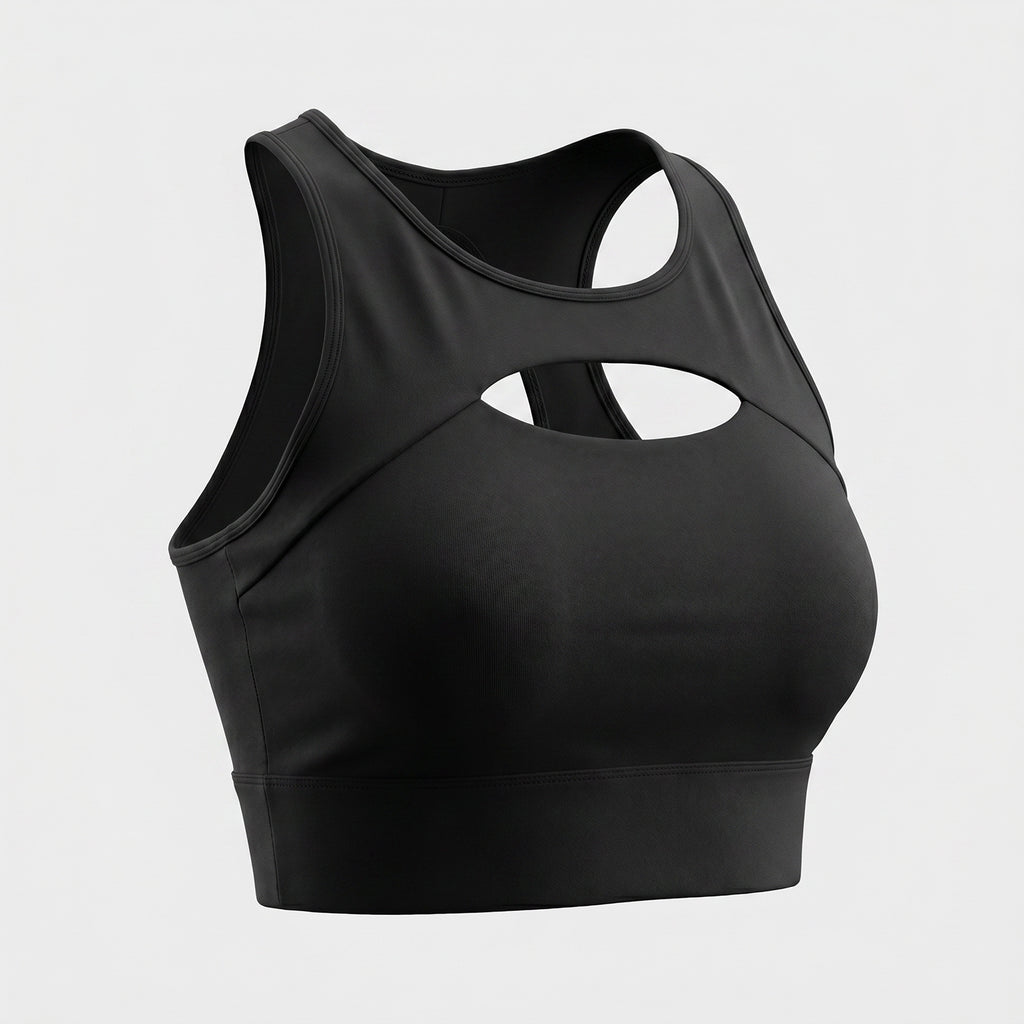 Women's High-Impact Hollow-Out Push-Up Sports Bra with Adjustable Back Clasp teemdrop