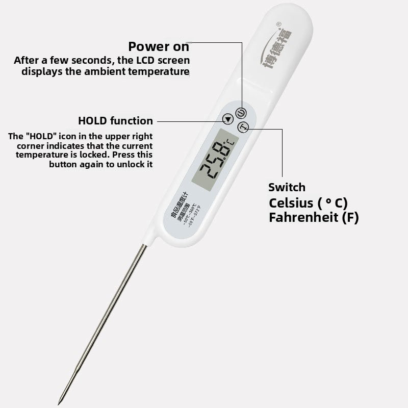 Digital Food Thermometer with Stainless Steel Probe