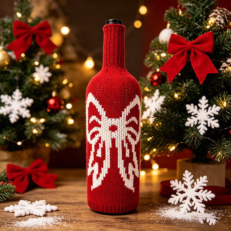 Christmas Wool Knit Wine Bottle Cover teemdrop
