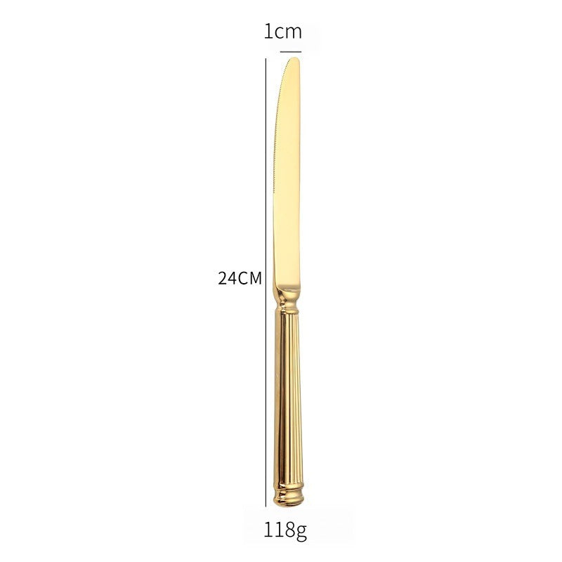 Stainless Steel Western Tableware Knife Fork Spoon Roman Column Design