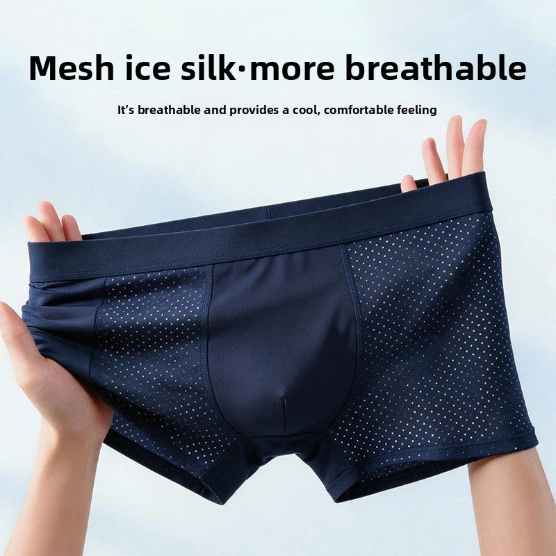 Men Mesh Underwear Sports Extended AntiWear Boxer Briefs Breathable QuickDry