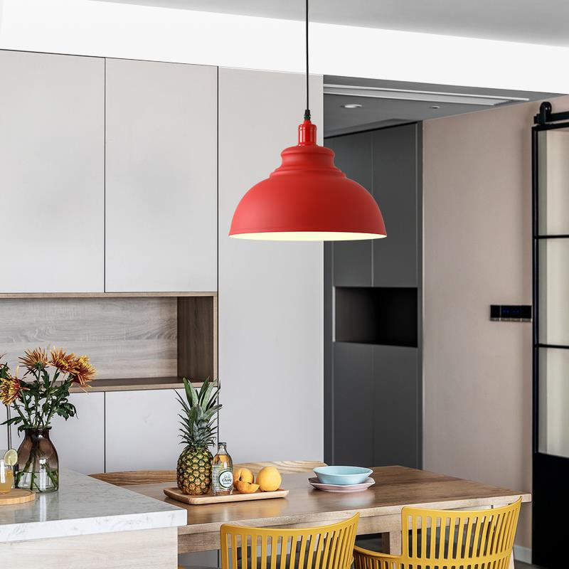 Single Head Hanging Chandelier Aluminum Macaron Color Pendant Light