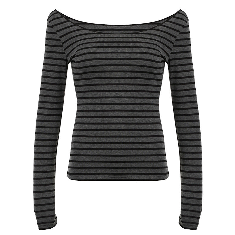 Striped Contrasting Color V-neck Top teemdrop