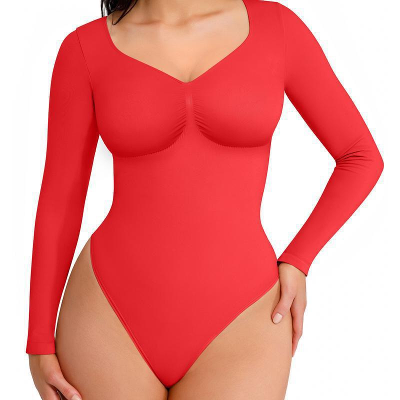 Women's seamless long-sleeved shaping tight-fitting one-piece dress teemdrop