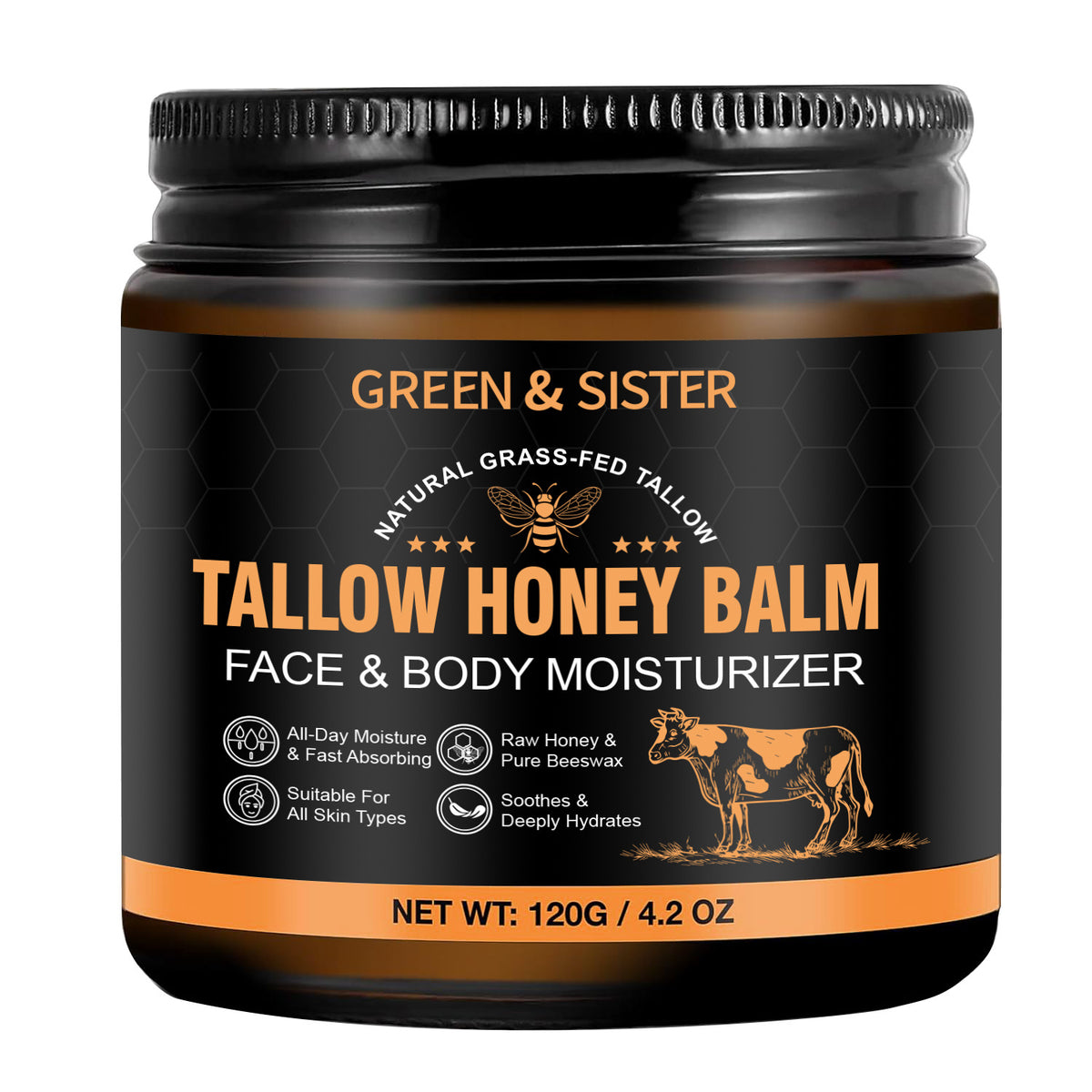 Grass-Fed Beef Tallow and Honey Moisturizing Skin Balm Cream