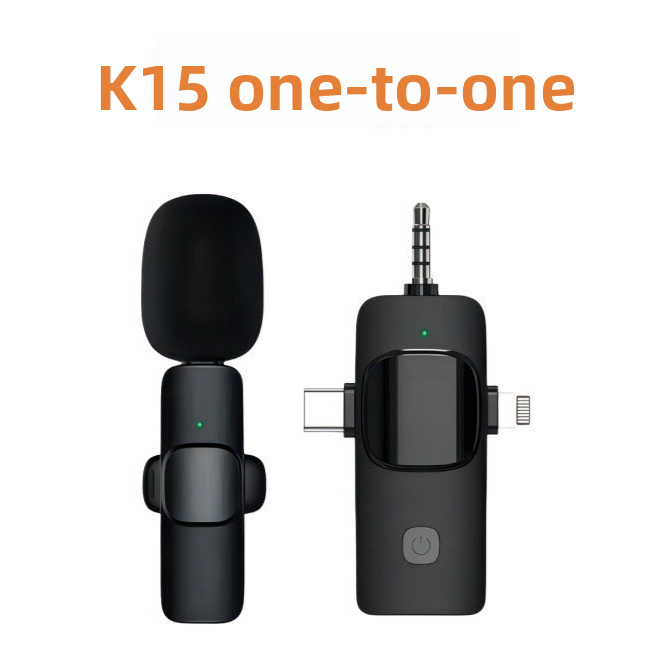K15 3-in-1 Universal Wireless Lavalier Microphone with Noise Reduction for Live Streaming and Recording teemdrop