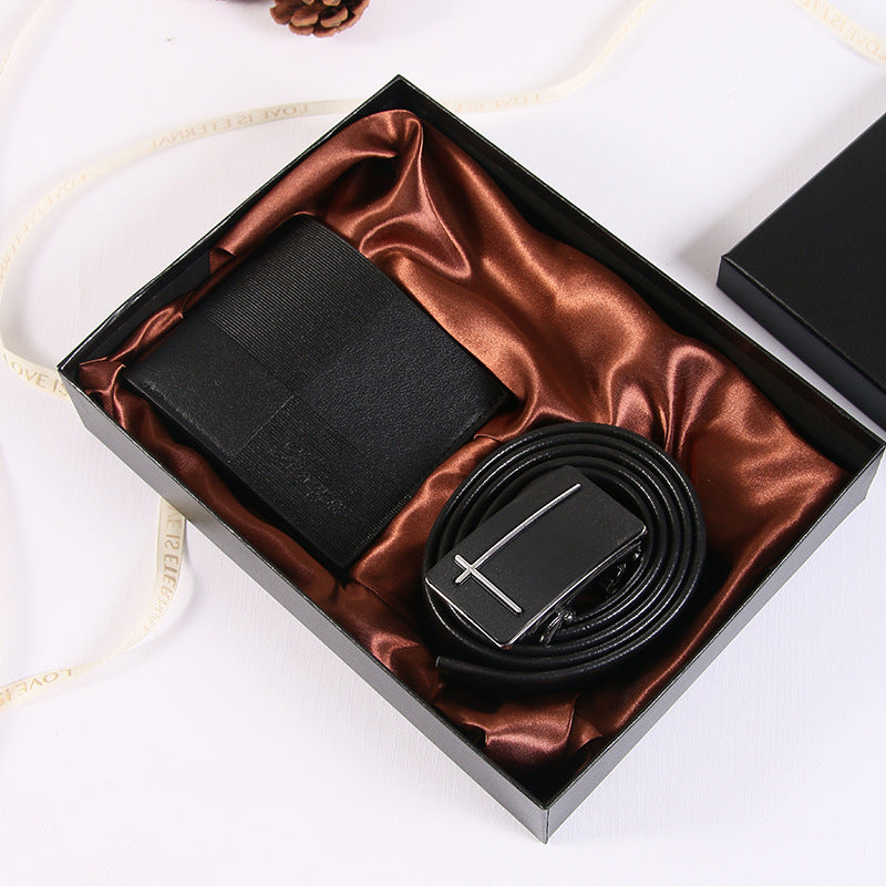 Men's Leather Wallet and Belt Gift Set with Sunglasses in a Gift Box