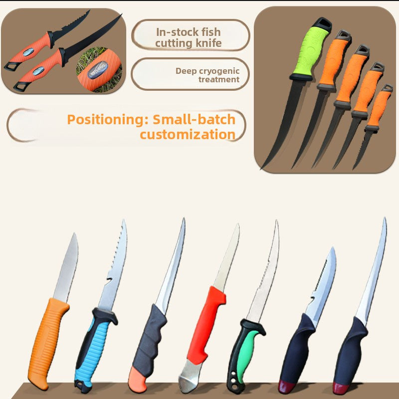 Portable Fishing Knife Set Non-Stick Meat Slicing Tool with Protective Cover Comfort Grip teemdrop
