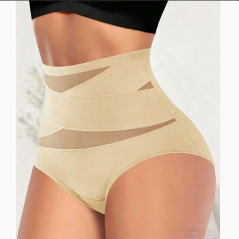 High-Waisted Shaping Briefs with Cross-Tie Tummy Control teemdrop