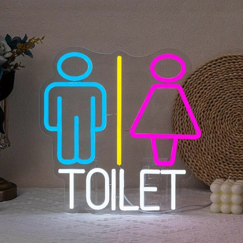 LED neon sign restroom teemdrop