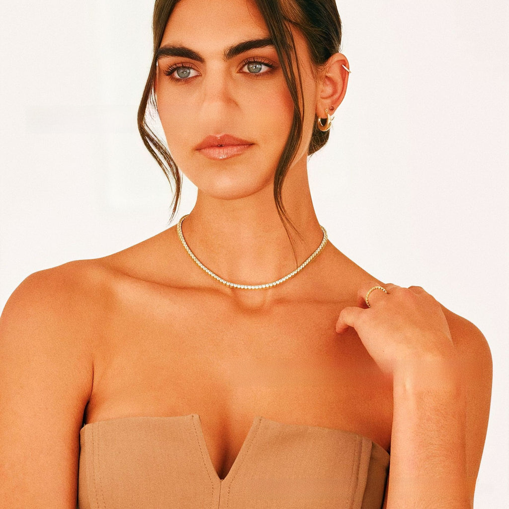 Tennis Necklace / Choker / Collarbone Necklace ? Titanium Steel Necklace teemdrop