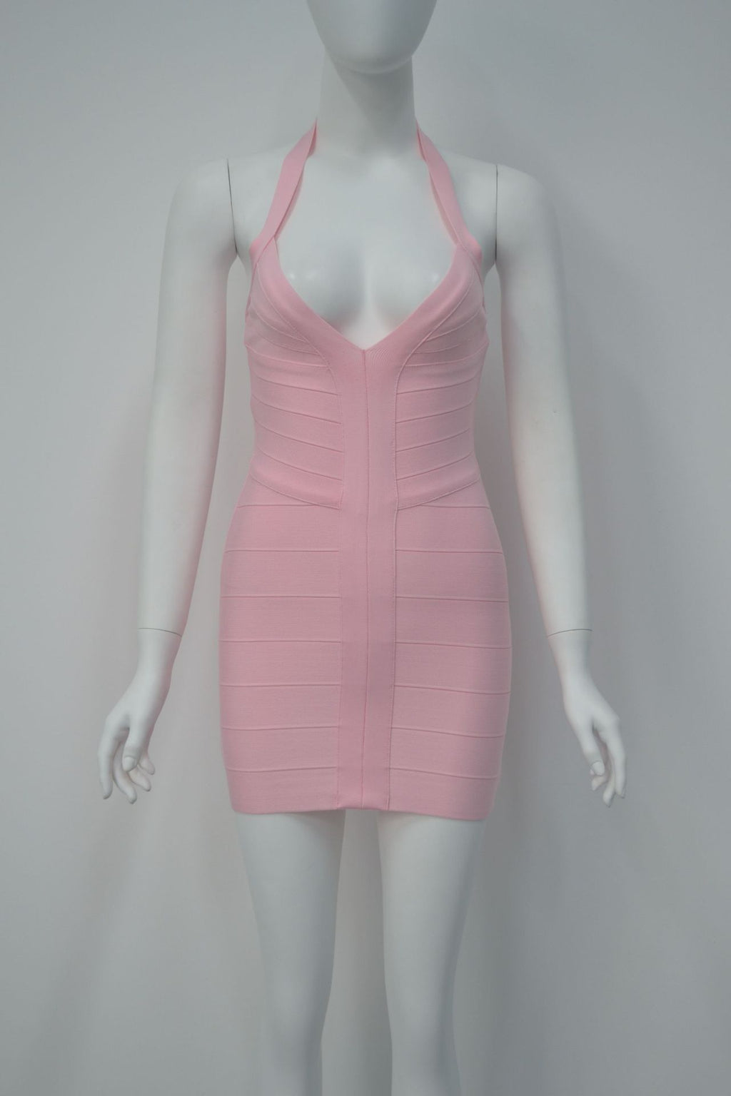 Women's Sexy Halter Backless V-Neck Bandage Party Mini Dress teemdrop
