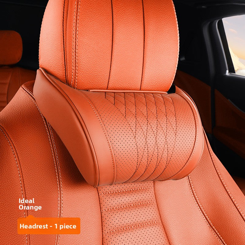 Nappa Leather Memory Foam Car Seat Headrest Neck Pillow Cushion