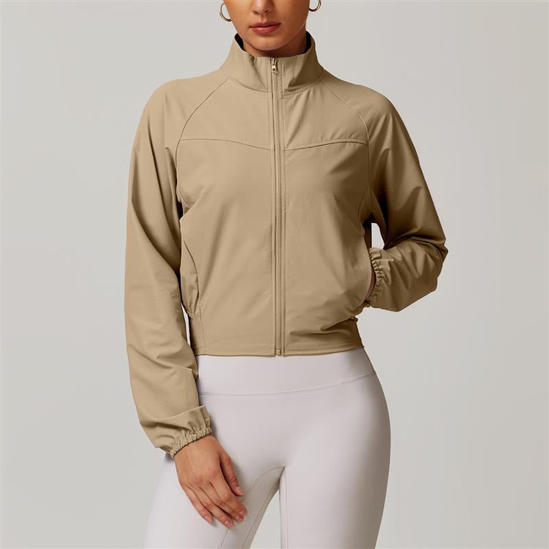 Women Quick-Drying Stand-Up Collar Windproof Sports Yoga Jacket teemdrop