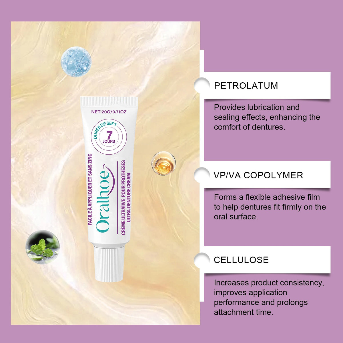 Denture Adhesive Cream Fixative for Teeth