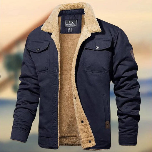 Men's Thickened Fleece Lined Cotton Work Jacket teemdrop