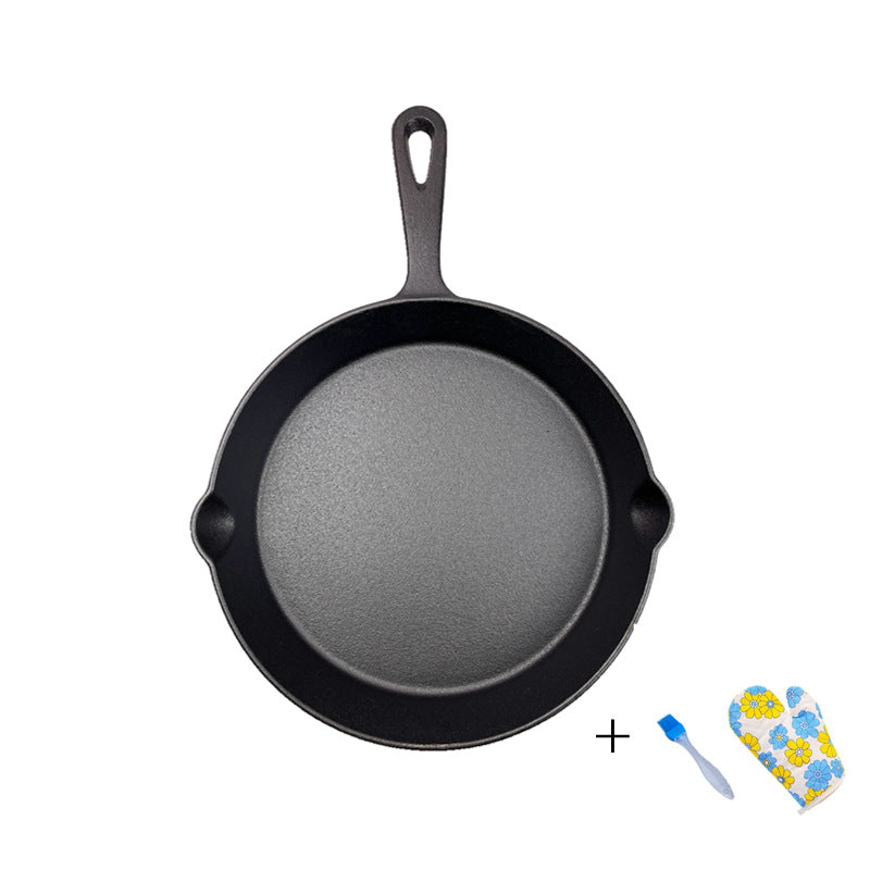 Traditional Cast Iron Flat Bottom Frying Pan teemdrop