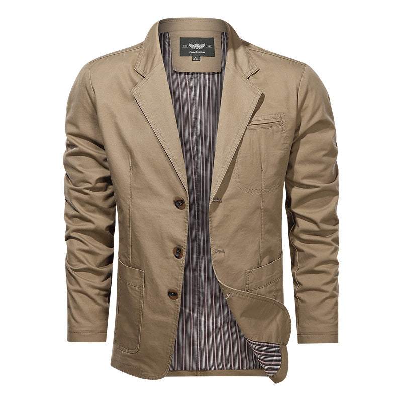 Men's Retro Solid Color Loose Fit Casual Business Jacket teemdrop