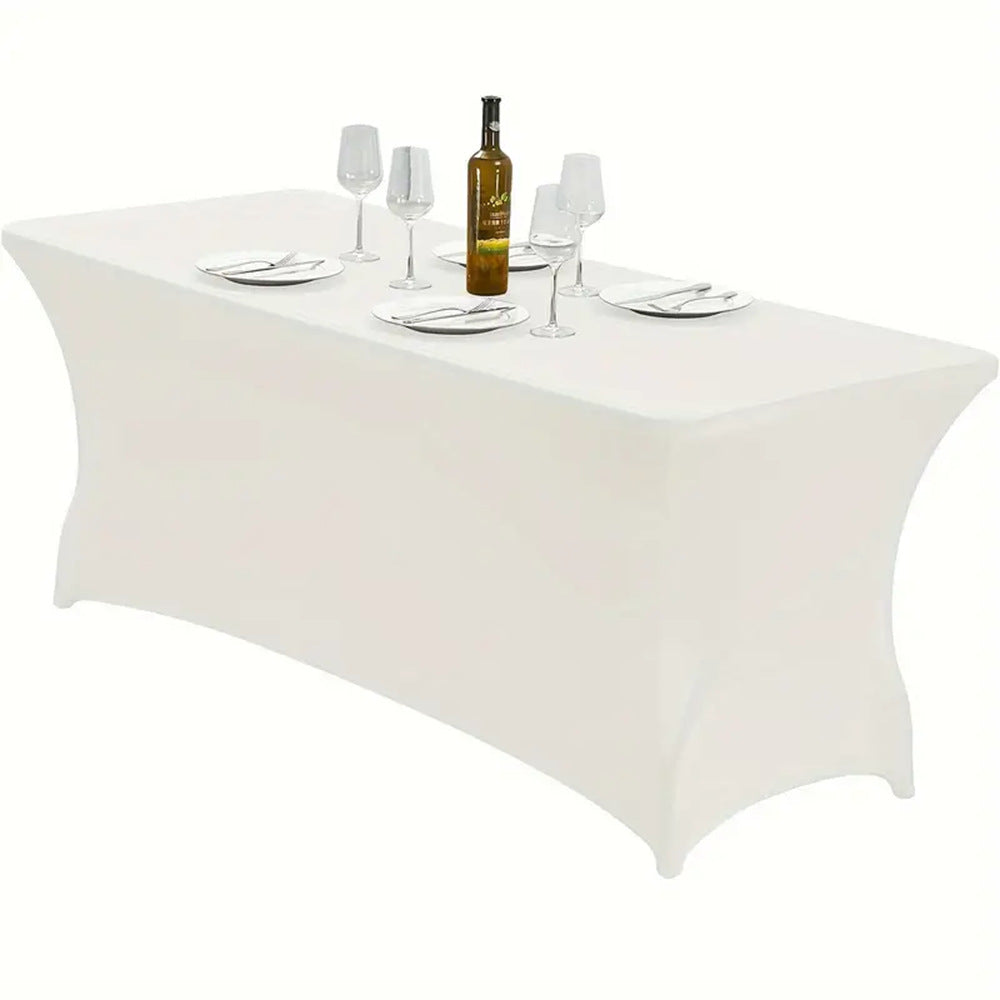 Stretch Spandex Fitted Table Cover Rectangle Elastic Tablecloth for Banquet Wedding Parties