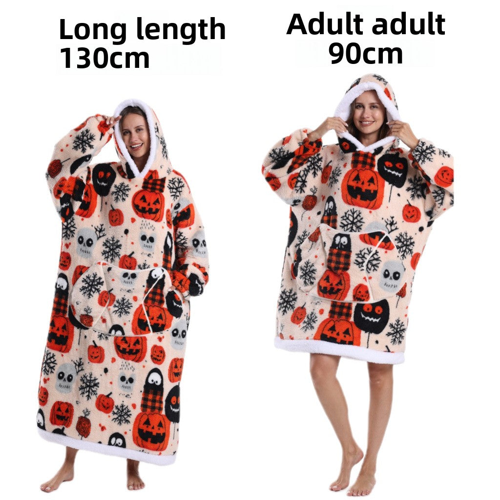 Women Men Winter Thickened Warm Hooded Blanket Pajamas teemdrop
