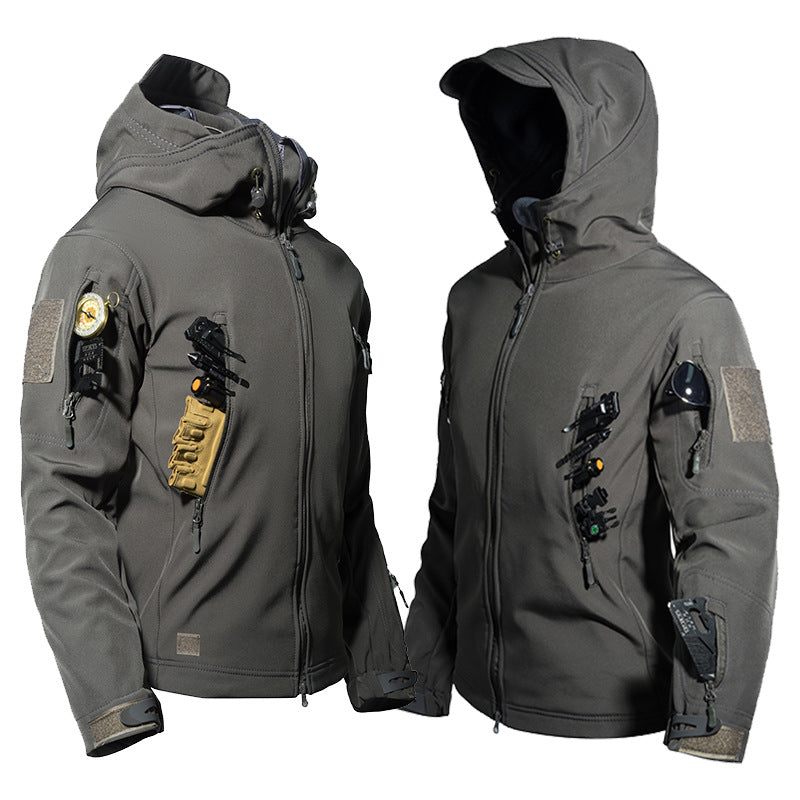 Mens Windproof Waterproof Fleece Lined Hooded Jacket