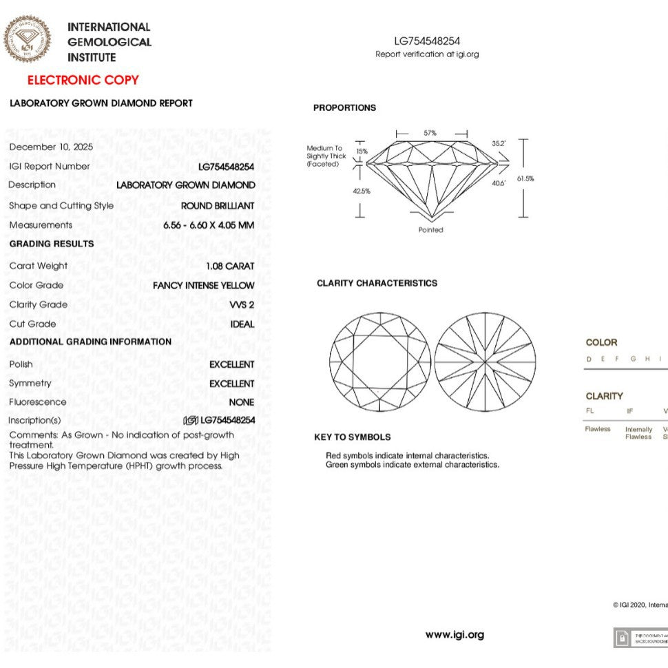 Lab Grown Round Yellow Diamond