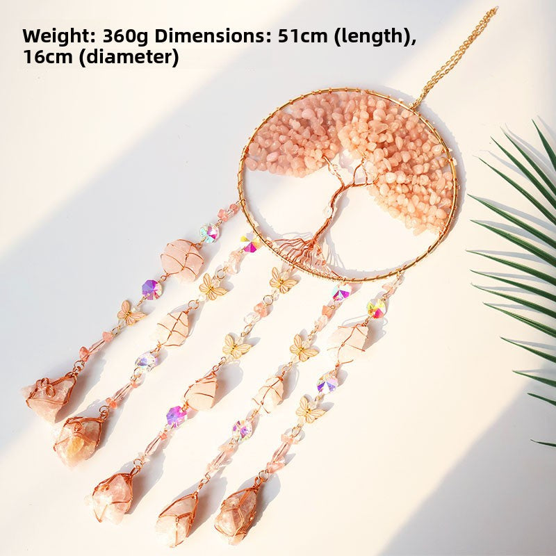 Natural agate crystal wind chime pendant teemdrop