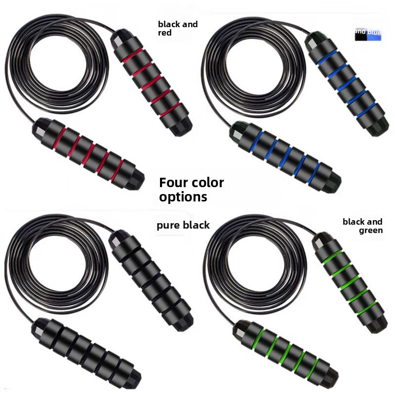 Adjustable Length Steel Wire Skipping Rope with Bearing System for Fitness Training