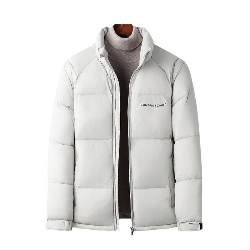 Mens Thickened Solid Color Stand Collar Padded Jacket teemdrop