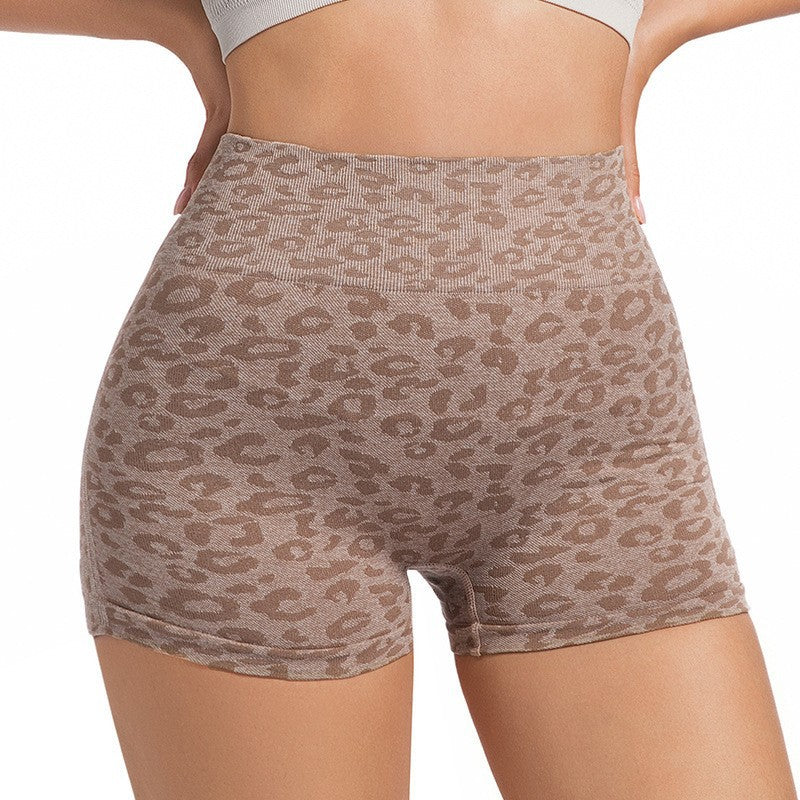 Women's High-Waist Leopard Print Control Yoga Shorts