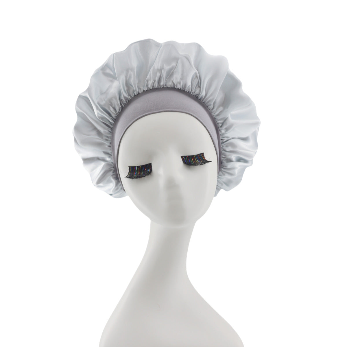 Lace-lined wide-brimmed elasticated hat