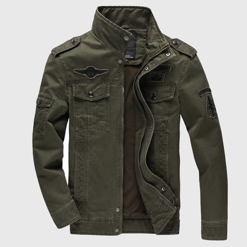 Men's Tactical Cotton Jacket Casual Solid Outdoor Work Jacket Large Size teemdrop
