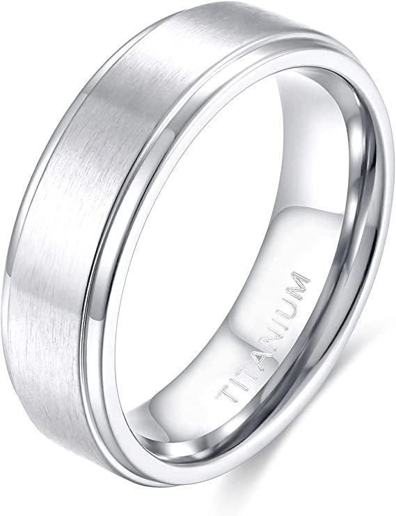 Pure Titanium Ring Simple Sand Step Band