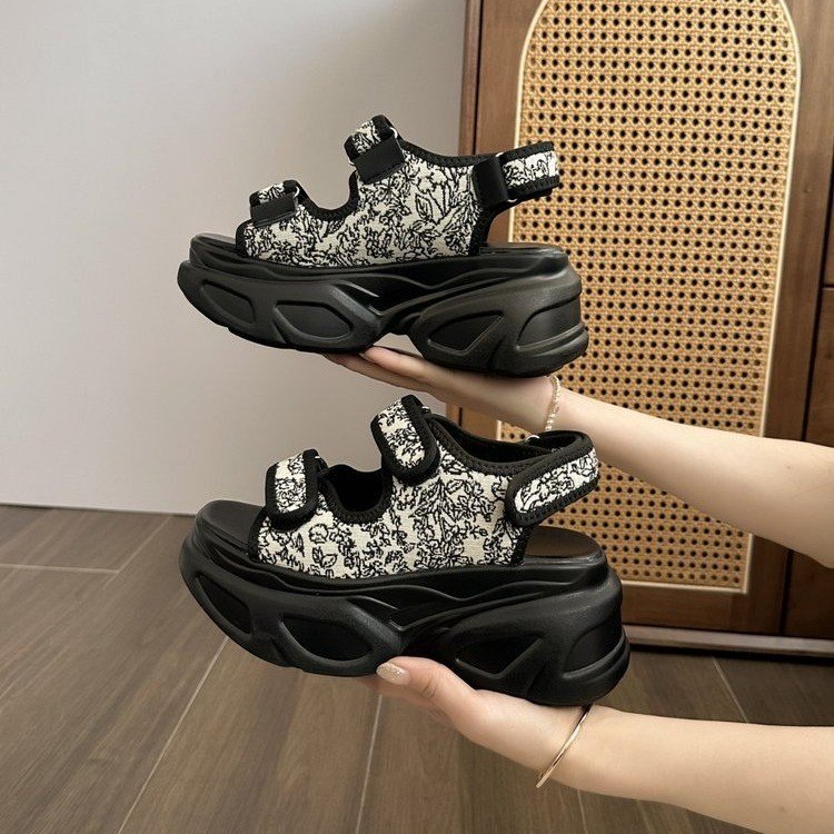 Womens Velcro Platform Flat Sandals teemdrop