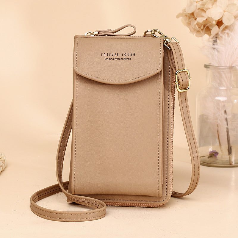 Women PU Leather Vertical Crossbody Bag Zipper Wallet Phone Bag teemdrop