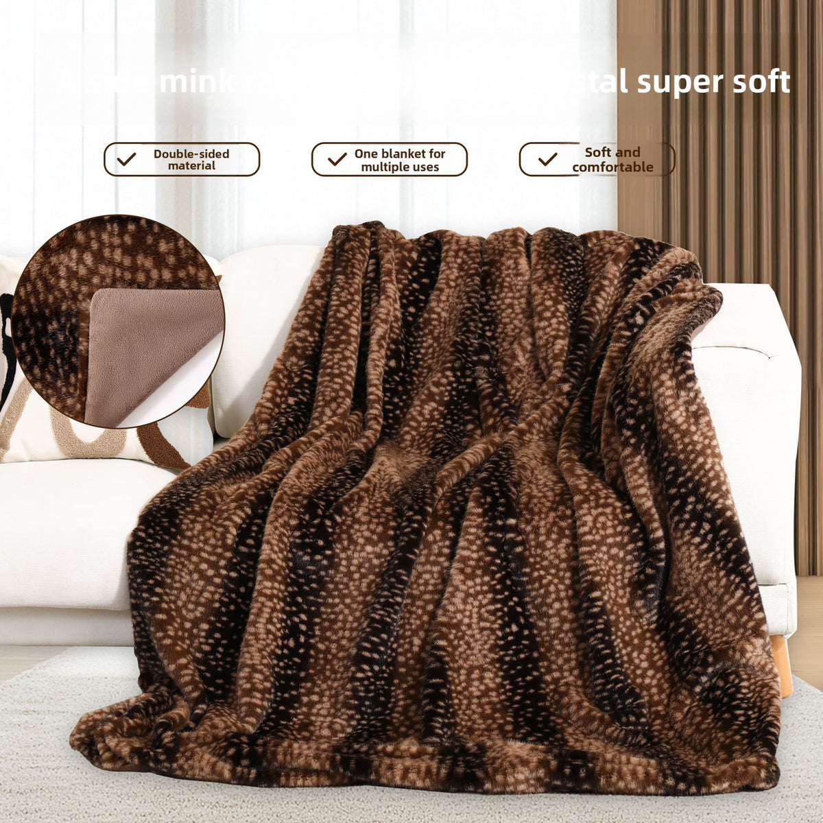 Soft Plush Deer Pattern Throw Blanket for Couch and Bedroom All-Season teemdrop