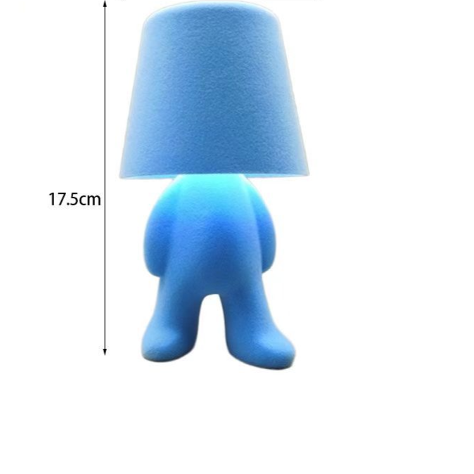 Textile-embroidered thinker figurine - rechargeable touchable night light