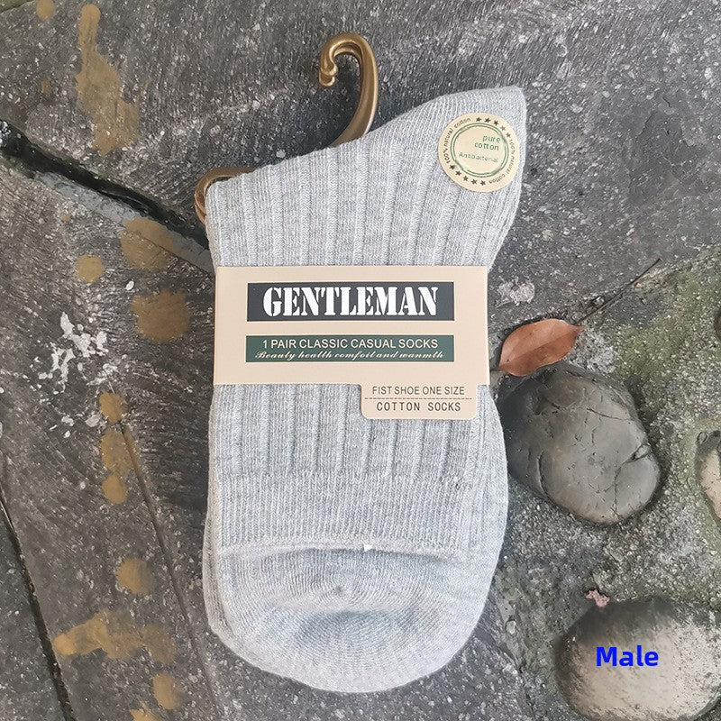 Men's and women's thickened pure cotton mid-calf socks teemdrop