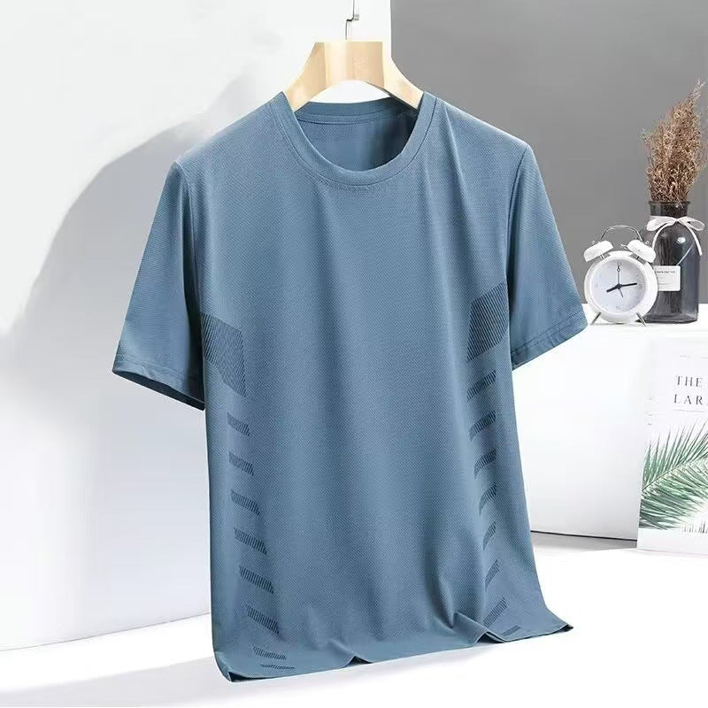 Men's Ice Silk Short Sleeve T-Shirt Quick Dry Breathable Loose Fit Summer Top teemdrop